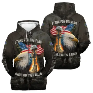 Veteran Stand For The Flag Kneel For The Fallen U.S. Coast Guard Veterans All Over Prints Quarter-Zip Jacket