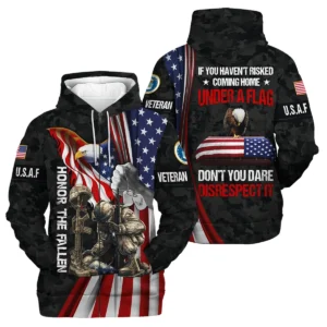 Veteran Honor The Fallen Dont You Dare Disrespect It U.S. Air Force Veterans All Over Prints Hoodie Shirt