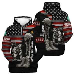 Veteran Honor The Fallen U.S. Coast Guard Veterans All Over Prints Quarter-Zip Jacket