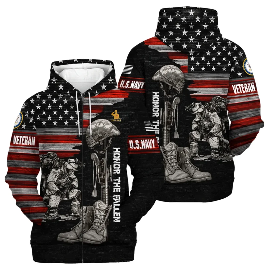 Veteran Honor The Fallen U.S. Navy Veterans All Over Prints Zipper Hoodie Shirt