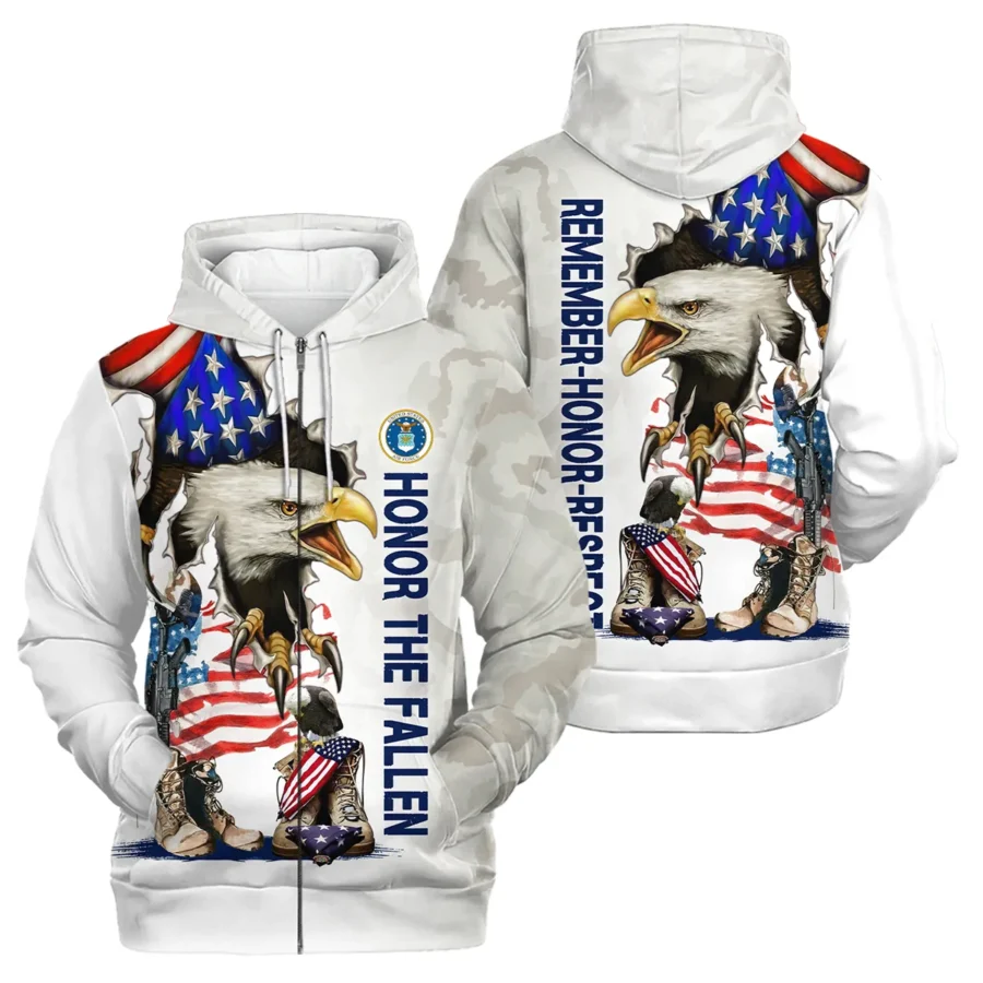 Veteran Remember Honor Respect U.S. Air Force Veterans All Over Prints Zipper Hoodie Shirt