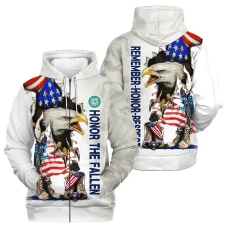 Veteran Remember Honor Respect U.S. Coast Guard Veterans All Over Prints Zipper Hoodie Shirt