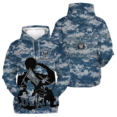 Veteran Proudly Served Duty Honor Country U.S. Navy Veterans All Over Prints Hoodie Shirt