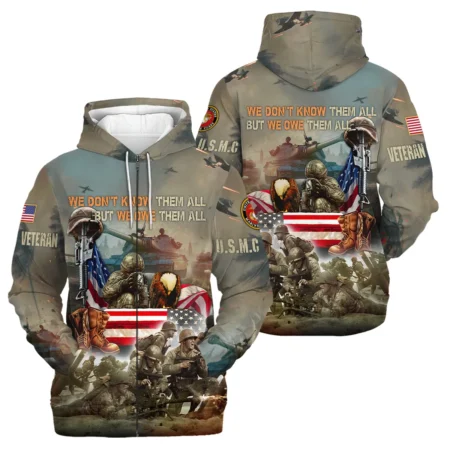 Veteran We Dont Know Them All But We Owe Them All U.S. Marine Corps Veterans All Over Prints Zipper Hoodie Shirt