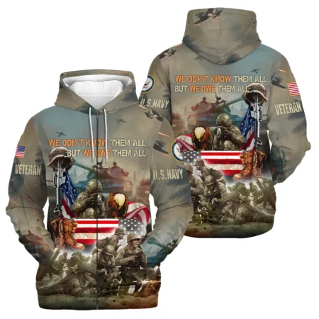 Veteran We Dont Know Them All But We Owe Them All U.S. Navy Veterans All Over Prints Zipper Hoodie Shirt