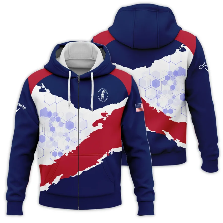 Callaway 124th U.S. Open Pinehurst Red Dark Blue White Abstract Background Zipper Hoodie Shirt Style Classic