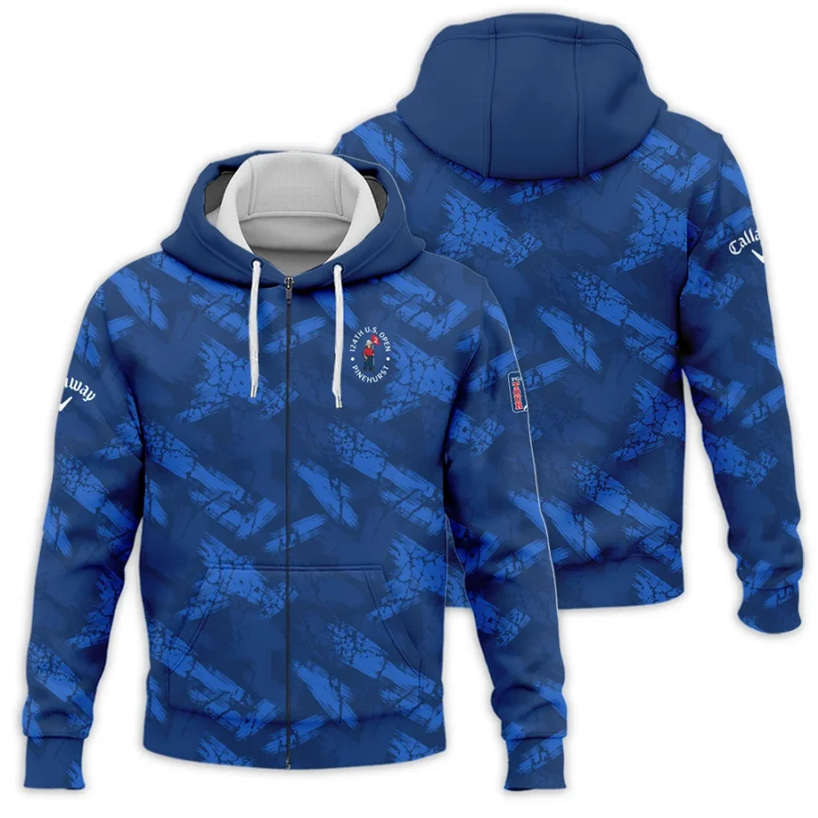 124th U.S. Open Pinehurst Callaway Dark Blue Brush Pattern Zipper Hoodie Shirt Style Classic