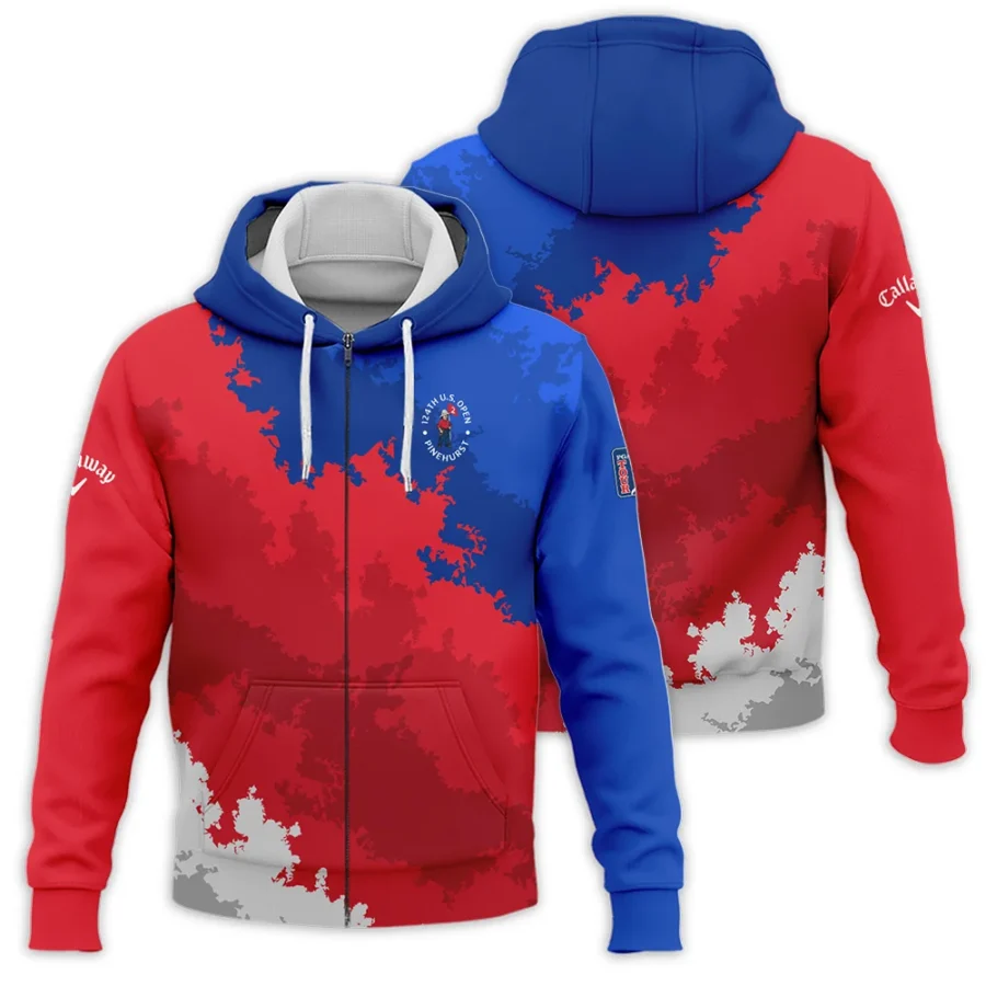 Callaway 124th U.S. Open Pinehurst Blue Red White Background Zipper Hoodie Shirt Style Classic