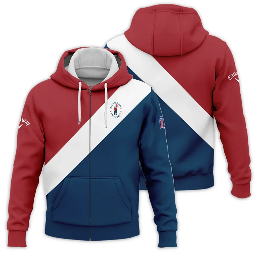 124th U.S. Open Pinehurst Callaway Blue Red White Background Zipper Hoodie Shirt Style Classic