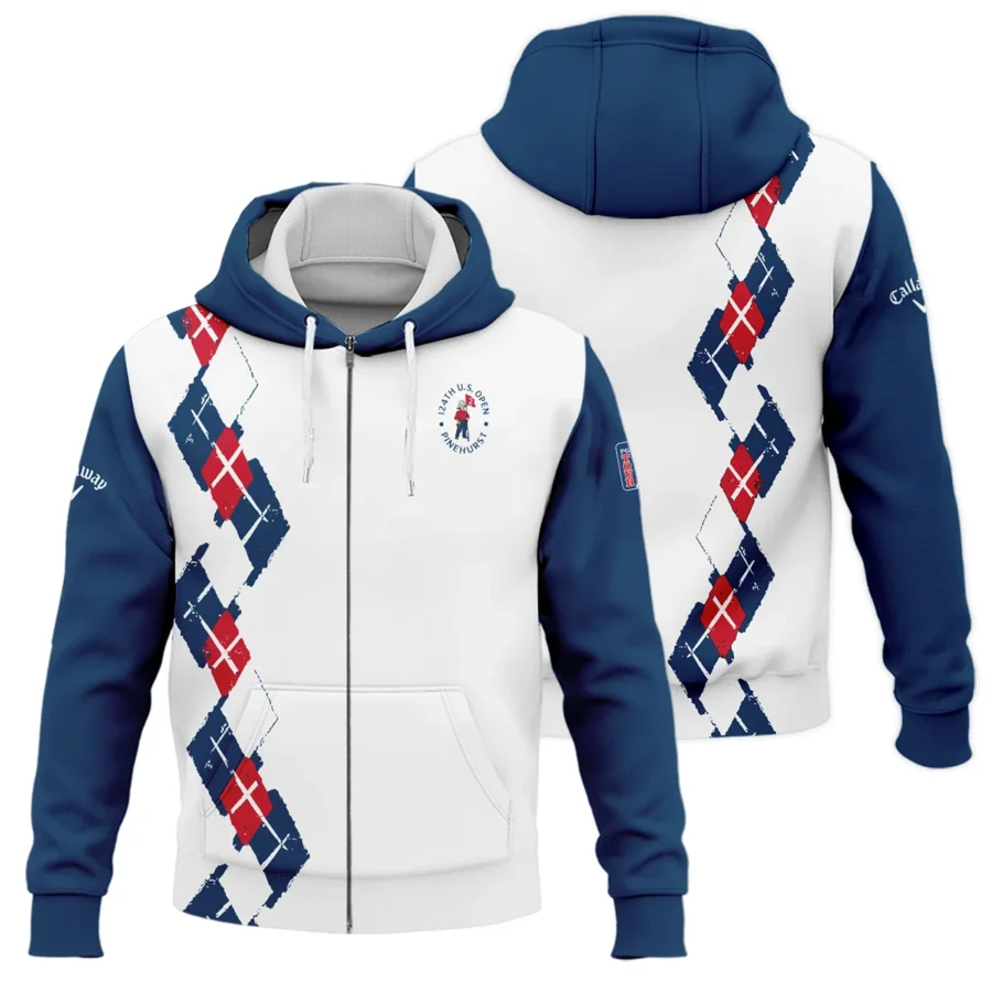 Golf Sport Pattern Blue Mix Color 124th U.S. Open Pinehurst Callaway Zipper Hoodie Shirt Style Classic