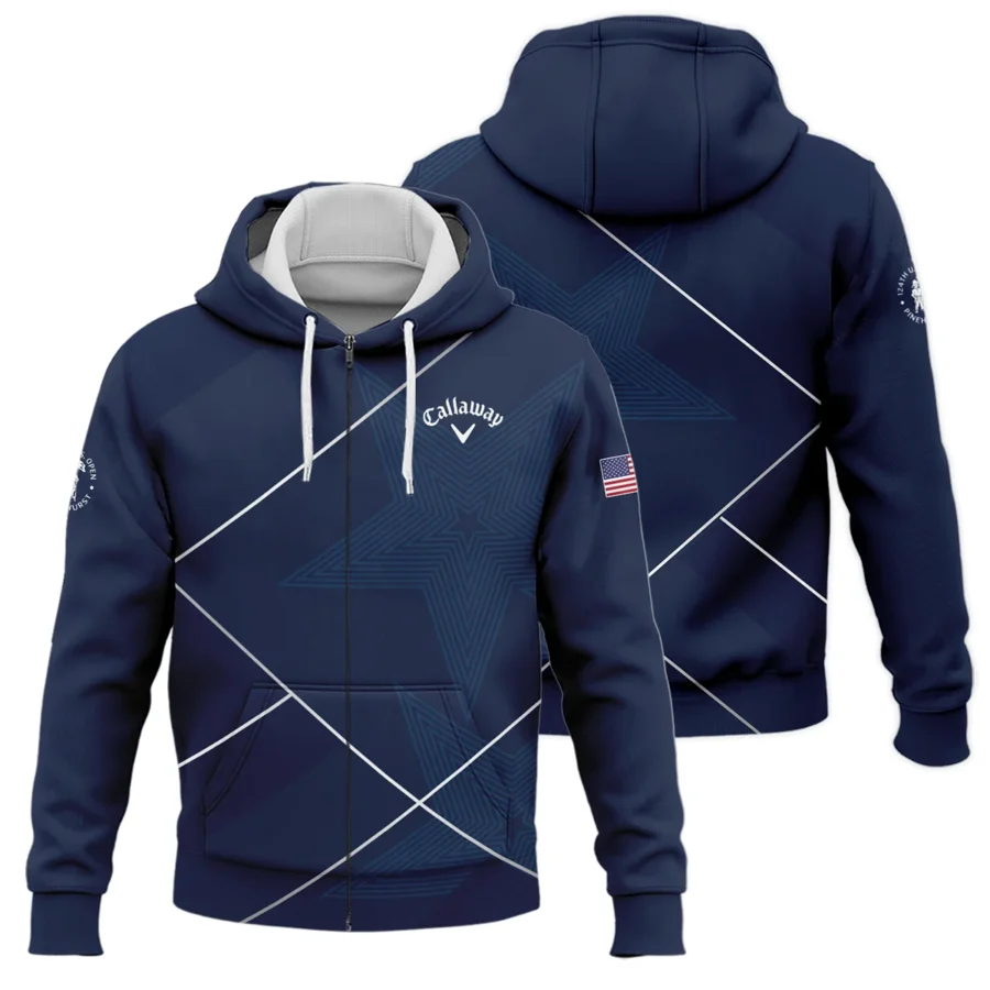 Golf Sport Pattern Blue Mix 124th U.S. Open Pinehurst Callaway Zipper Hoodie Shirt Style Classic