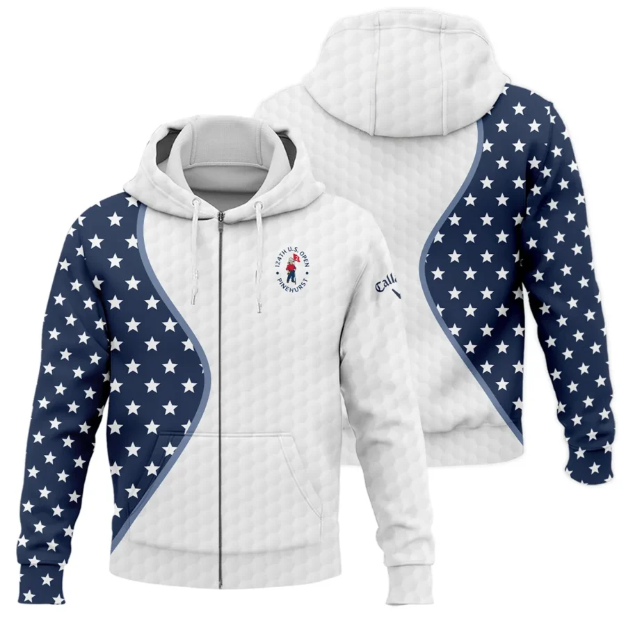 Golf Pattern Light Blue Cup 124th U.S. Open Pinehurst Callaway Zipper Hoodie Shirt Style Classic