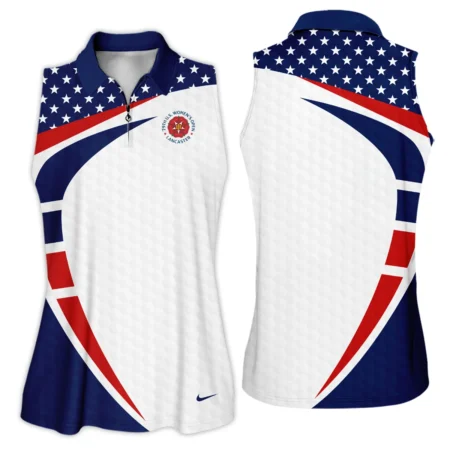 79th U.S. Women’s Open Lancaster Nike Blue Red White Star Quater Zip Sleeveless Polo Shirt