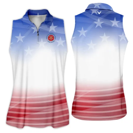 Star White Blue Red Background Callaway 79th U.S. Women’s Open Lancaster Quater Zip Sleeveless Polo Shirt