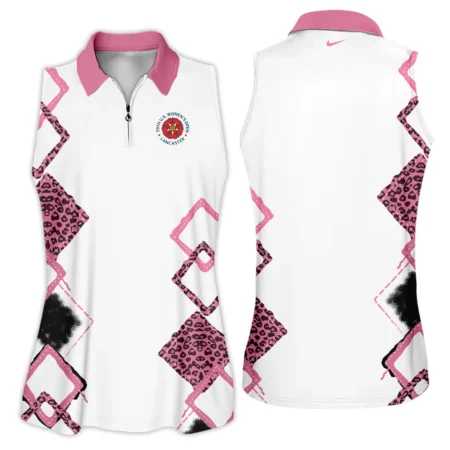 Nike 79th U.S. Women’s Open Lancaster Pink Leopard Pattern White Zipper Sleeveless Polo Shirt