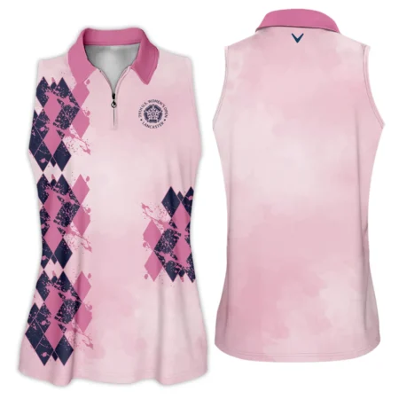 79th U.S. Women’s Open Lancaster Callaway Argyle Plaid Pink Blue Pattern Zipper Sleeveless Polo Shirt