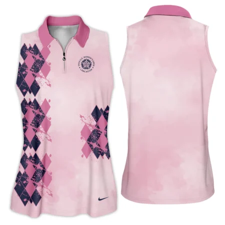 79th U.S. Women’s Open Lancaster Nike Argyle Plaid Pink Blue Pattern Zipper Sleeveless Polo Shirt
