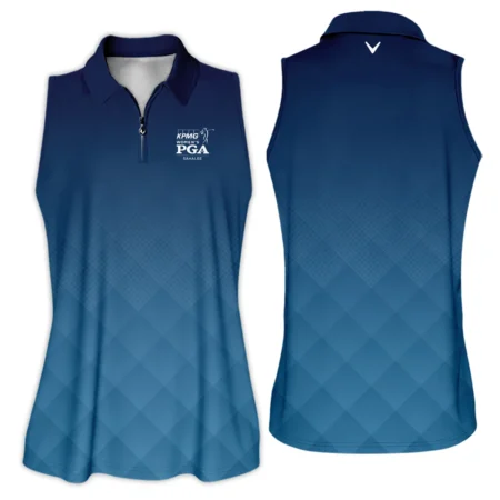 Callaway 2024 KPMG Women's PGA Championship Blue Diamond Abstract Zipper Sleeveless Polo Shirt