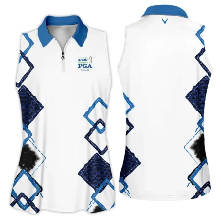 Callaway 2024 KPMG Women's PGA Championship Dark Blue Grunge Brush Pattern Background Zipper Sleeveless Polo Shirt
