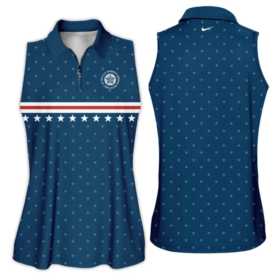 Golf Navy Blue Star American Nike 79th U.S. Women’s Open Lancaster Zipper Sleeveless Polo Shirt