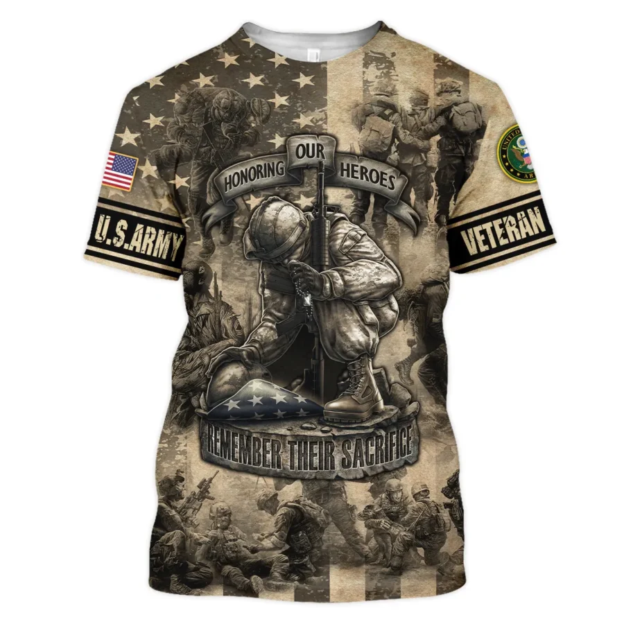 Veteran Remember Honor Respect Memorial Day U.S. Army Veterans All Over Prints Unisex T-Shirt