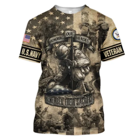 Veteran Remember Honor Respect Memorial Day U.S. Navy Veterans All Over Prints Unisex T-Shirt