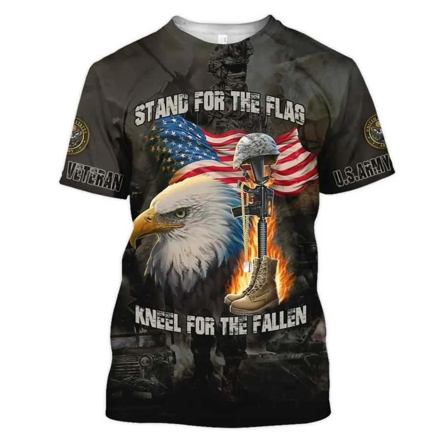 Veteran Stand For The Flag Kneel For The Fallen U.S. Army Veterans All Over Prints Unisex T-Shirt