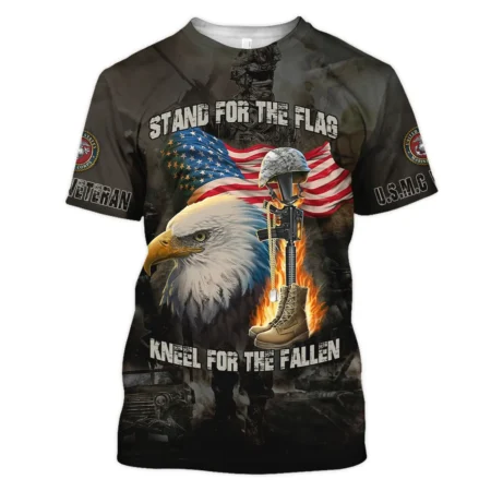 Veteran Stand For The Flag Kneel For The Fallen U.S. Marine Corps Veterans All Over Prints Unisex T-Shirt