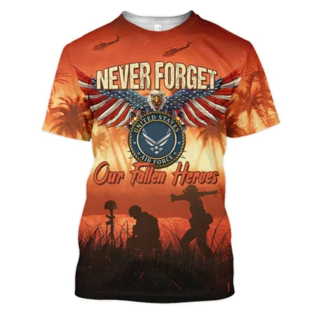 Veteran Never Forget Our Fallen Heroes U.S. Air Force Veterans All Over Prints Unisex T-Shirt