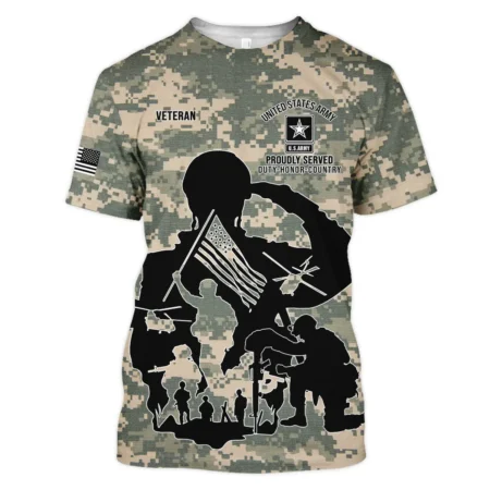 Veteran Proudly Served Duty Honor Country U.S. Army Veterans All Over Prints Unisex T-Shirt