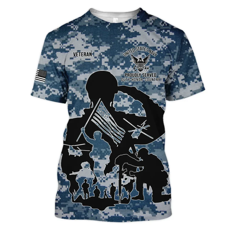 Veteran Proudly Served Duty Honor Country U.S. Navy Veterans All Over Prints Unisex T-Shirt
