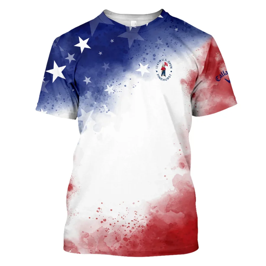 124th U.S. Open Pinehurst Callaway Blue Red Watercolor Star White Backgound Unisex T-Shirt Style Classic T-Shirt