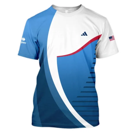 US Open Tennis Champions Adidas Dark Blue Red White Polo Shirt Mandarin Collar Polo Shirt