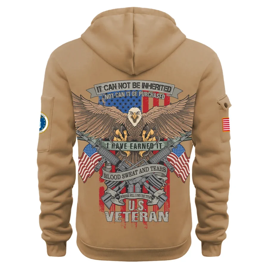 Personalized Name Color Khaki It CanNot Be Inherited U.S. Air Force Veteran Hoodie Half Zipper