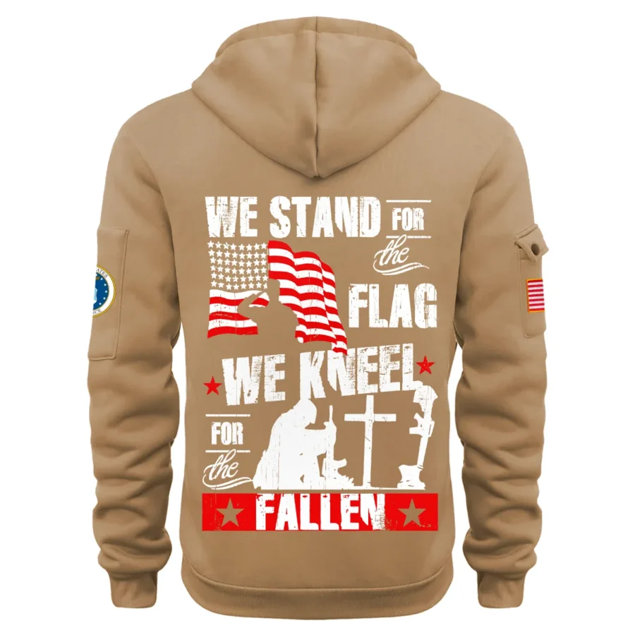 Personalized Name Color Khaki We Stand For The Flag U.S. Air Force Veteran Hoodie Half Zipper