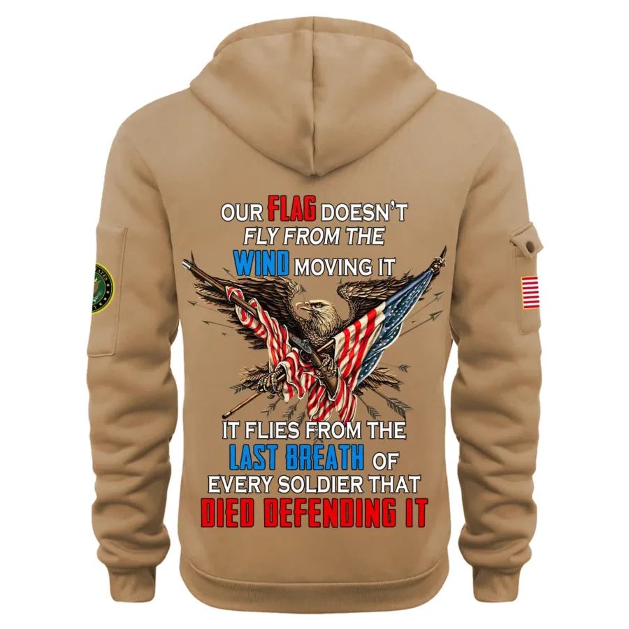 Personalized Name Color Khaki Every Soldier That Died Defending It U.S. Army Veteran Hoodie Half Zipper