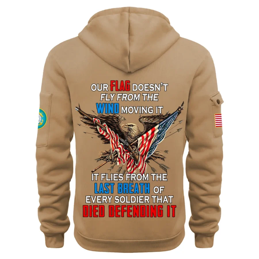 Personalized Name Color Khaki Every Soldier That Died Defending It U.S. Coast Guard Veteran Hoodie Half Zipper