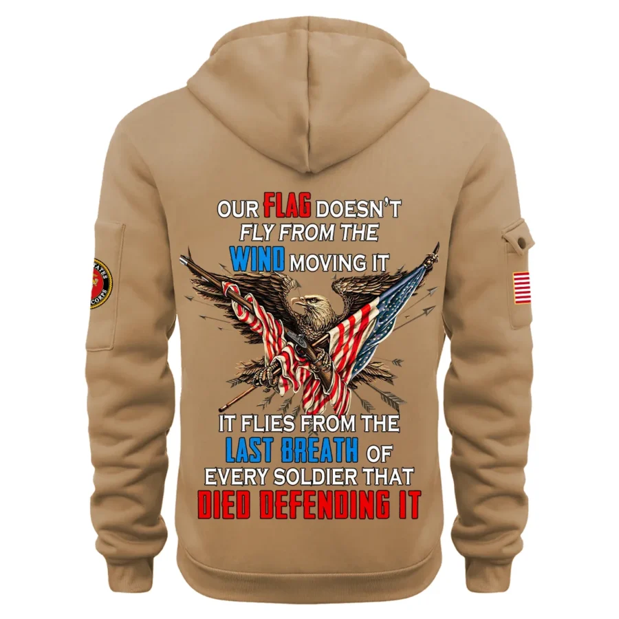 Personalized Name Color Khaki Every Soldier That Died Defending It U.S. Marine Corps Veteran Hoodie Half Zipper