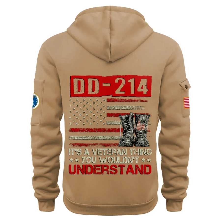 Personalized Name Color Khaki DD-214 Its A Veteran Thing You Wouldnt Understand U.S. Air Force Veteran Hoodie Half Zipper