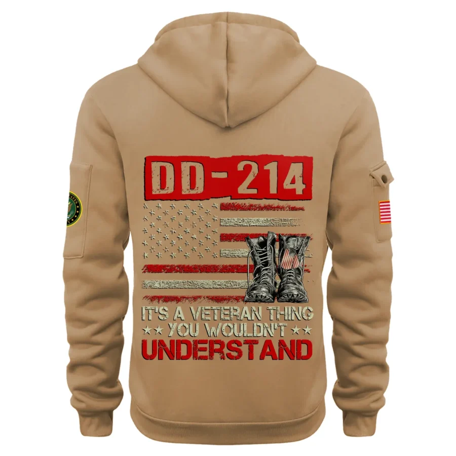 Personalized Name Color Khaki DD-214 Its A Veteran Thing You Wouldnt Understand U.S. Army Veteran Hoodie Half Zipper