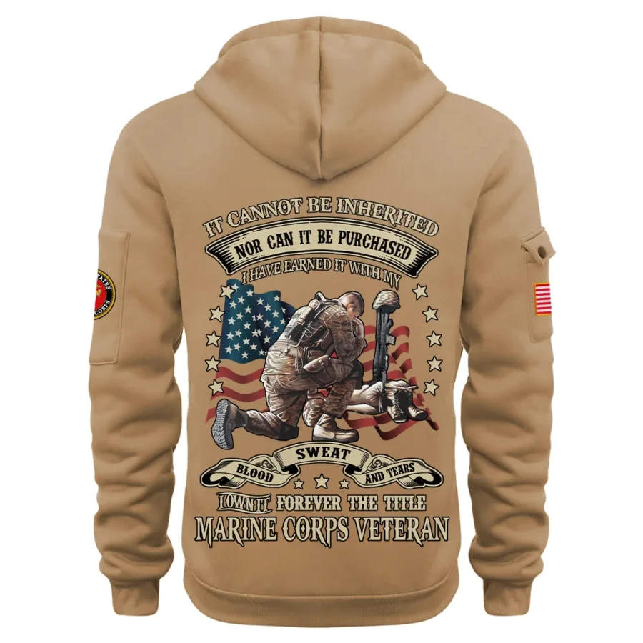 Personalized Name Color Khaki I Have Earned It With My Blood Sweat And Tears Veteran U.S. Marine Corps Veteran Hoodie Half Zipper