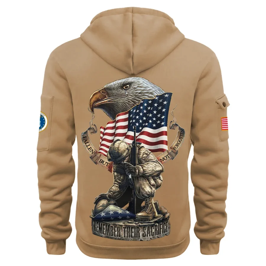 Personalized Name Color Khaki Fallen But Not Forgotten Remember Their Sacrifice U.S. Air Force Veteran Hoodie Half Zipper