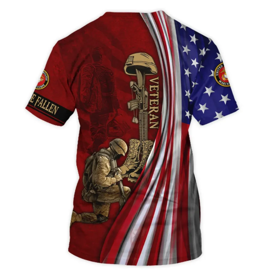 Veteran Us Flag Honor The Fallen U.S. Marine Corps Veterans All Over Prints Unisex T-Shirt