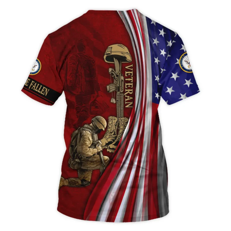 Veteran Us Flag Honor The Fallen U.S. Navy Veterans All Over Prints Unisex T-Shirt