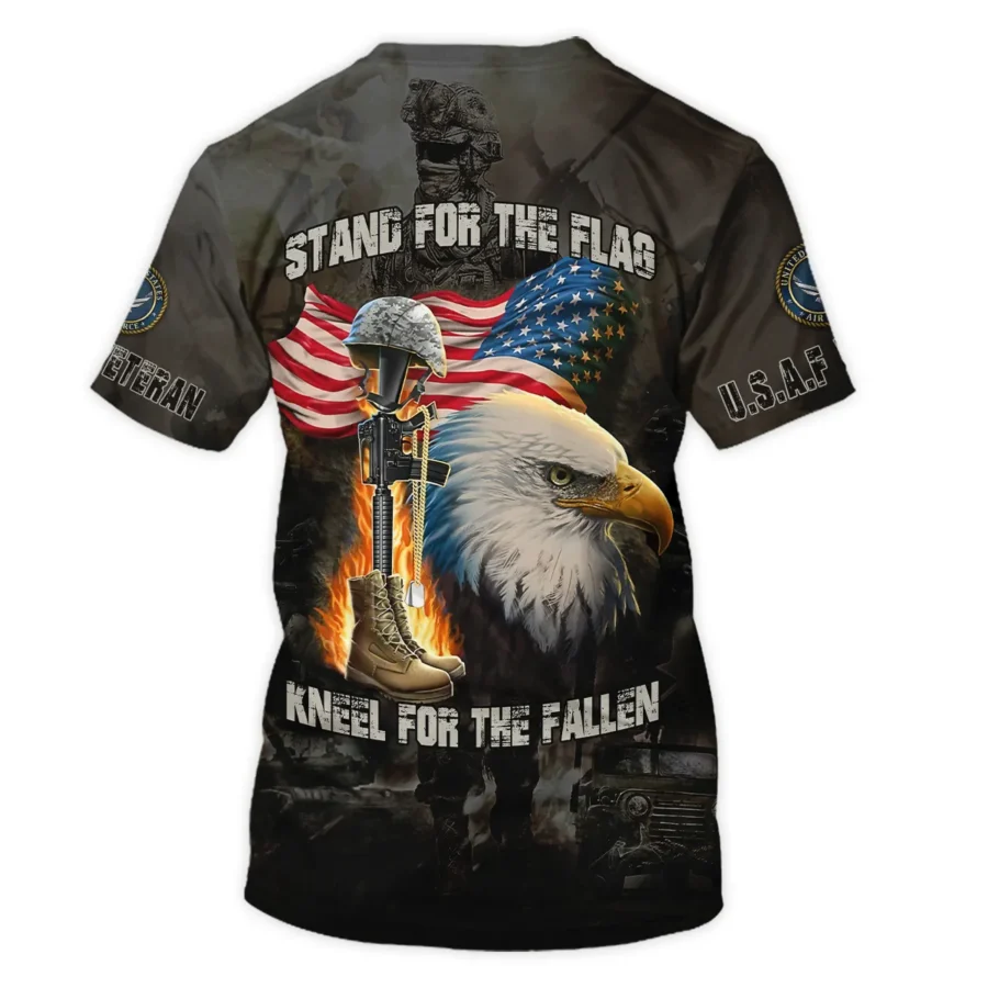 Veteran Stand For The Flag Kneel For The Fallen U.S. Air Force Veterans All Over Prints Unisex T-Shirt