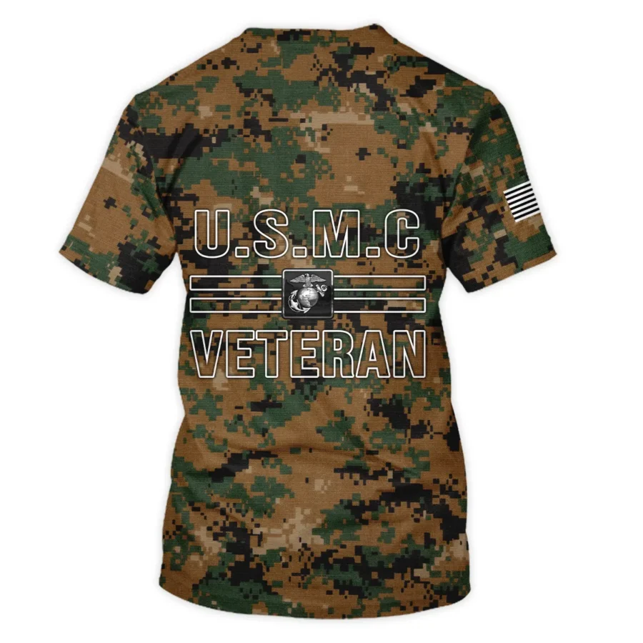 Veteran Proudly Served Duty Honor Country U.S. Marine Corps Veterans All Over Prints Unisex T-Shirt