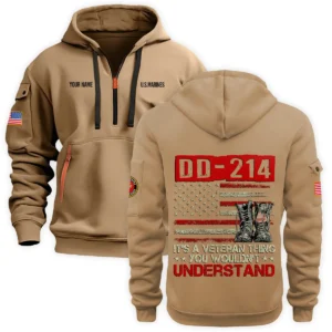 Personalized Name Color Black DD-214 Its A Veteran Thing You Wouldnt Understand U.S. Marine Corps Veteran Hoodie Half Zipper