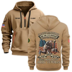 Personalized Name Color Gray I Have Earned It With My Blood Sweat And Tears Veteran U.S. Army Veteran Hoodie Half Zipper