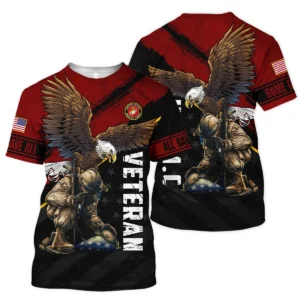 Veteran Eagle All Gave Some Some Gave All U.S. Marine Corps Veterans All Over Prints Quarter-Zip Polo Shirt