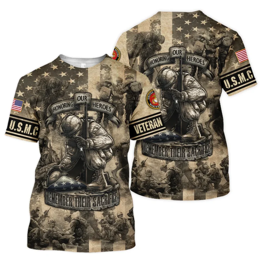 Veteran Remember Honor Respect Memorial Day U.S. Marine Corps Veterans All Over Prints Unisex T-Shirt